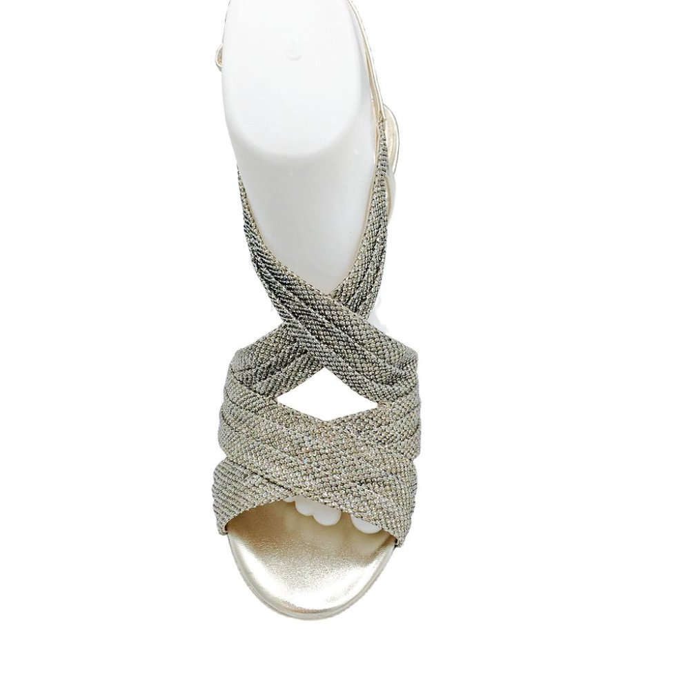 FINAL PRICE - Maripe Gold and Silver Evening Strappy Heel 8.5 - Picture 2 of 5